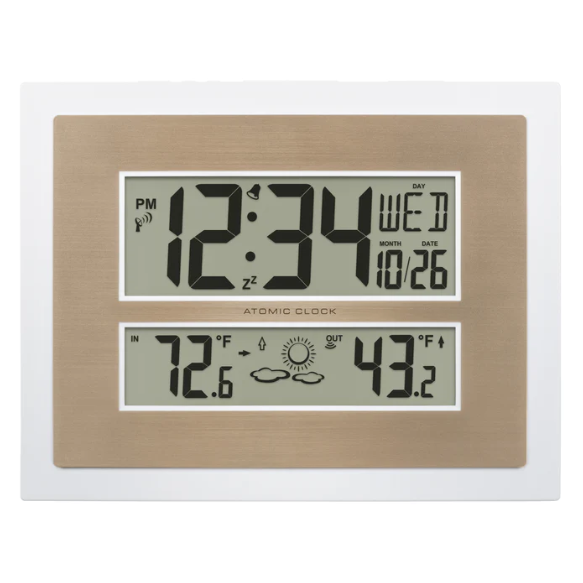 LaCrosse Technology 512-14937 Atomic Digital Wall Clock with Indoor/Outdoor Temperature and Indoor Humidity