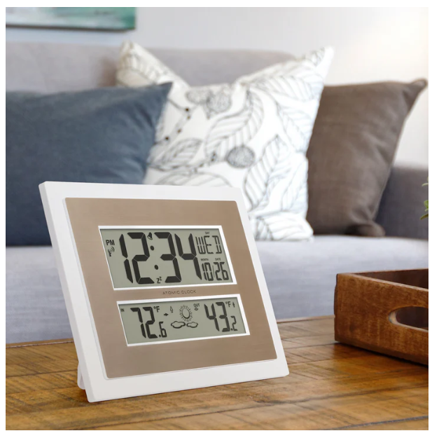 LaCrosse Technology 512-14937 Atomic Digital Wall Clock with Indoor/Outdoor Temperature and Indoor Humidity