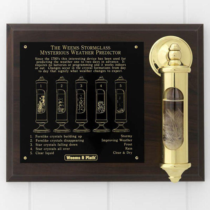 Weather Scientific Weems & Plath Brass or Chrome Stormglass & Plaque Set 200SET Weems & Plath