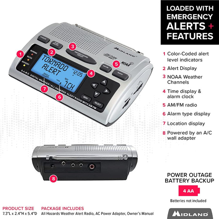 Weather Scientific Midland WR300 AM/FM Weather Alert Radio Midland