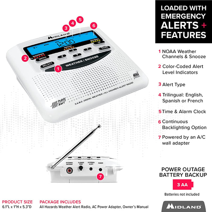 Weather Scientific Midland WR120 NOAA Weather Alert Radio Midland