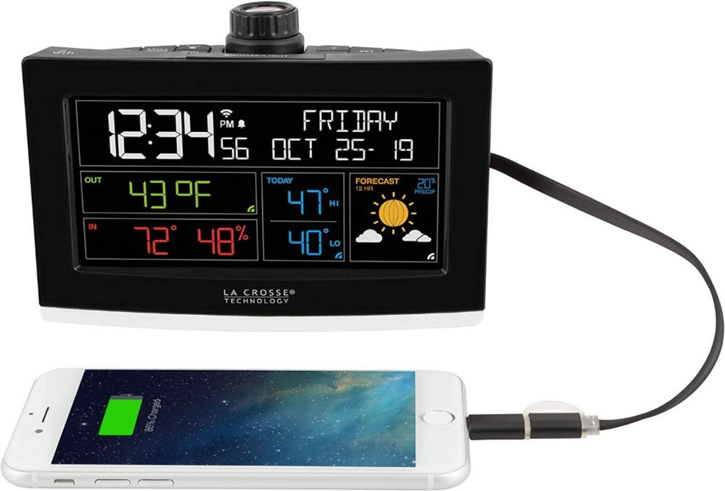 Weather Scientific La Crosse Technology C82929V2 WiFi Projection Alarm Clock synced with iPhone