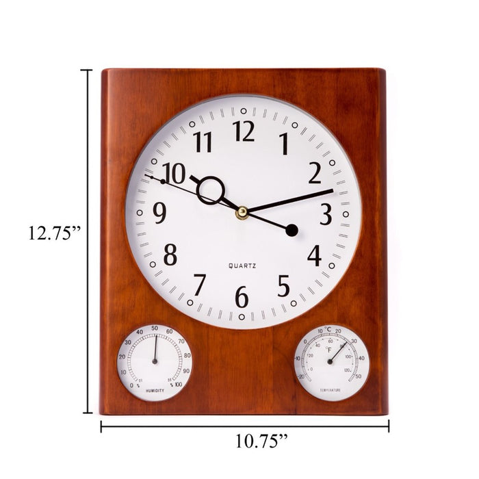 Weather Scientific Bey-Berk  "Cherry" Wood Wall Clock with Thermometer & Hygrometer CM105 Bey-Berk