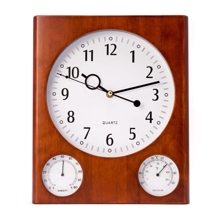 Weather Scientific Bey-Berk "Cherry" Wood Wall Clock with Thermometer & Hygrometer CM105 Bey-Berk