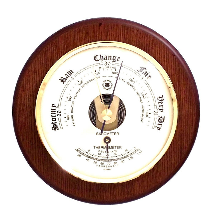Weather Scientific Bey-Berk Barometer with Thermometer on 5" Cherry Wood with Brass Bezel WS070 Bey-Berk