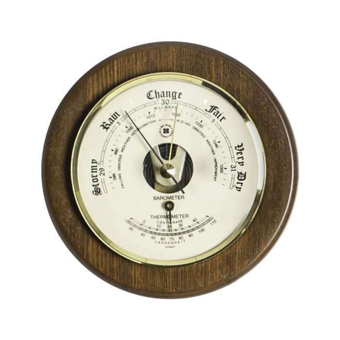 Weather Scientific Bey-Berk Barometer with Thermometer on 5" Cherry Wood with Brass Bezel WS070 Bey-Berk