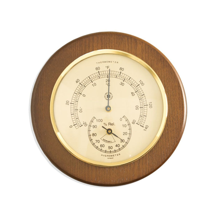 Weather Scientific Bey-Berk Thermometer with Hygrometer on 5" Cherry Wood with Brass Bezel WS073 Bey-Berk