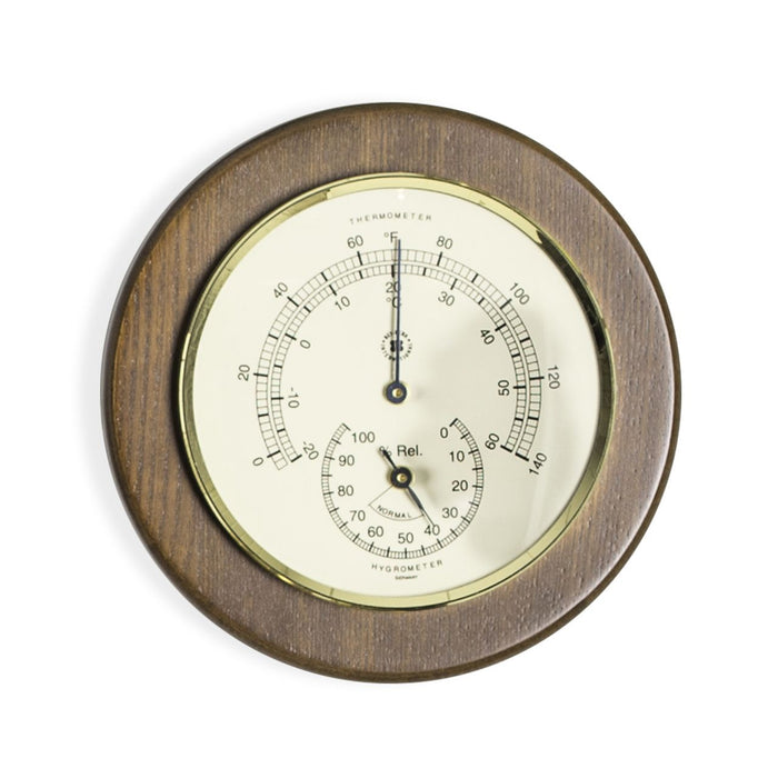Weather Scientific Bey-Berk Thermometer with Hygrometer on 5" Cherry Wood with Brass Bezel WS073 Bey-Berk