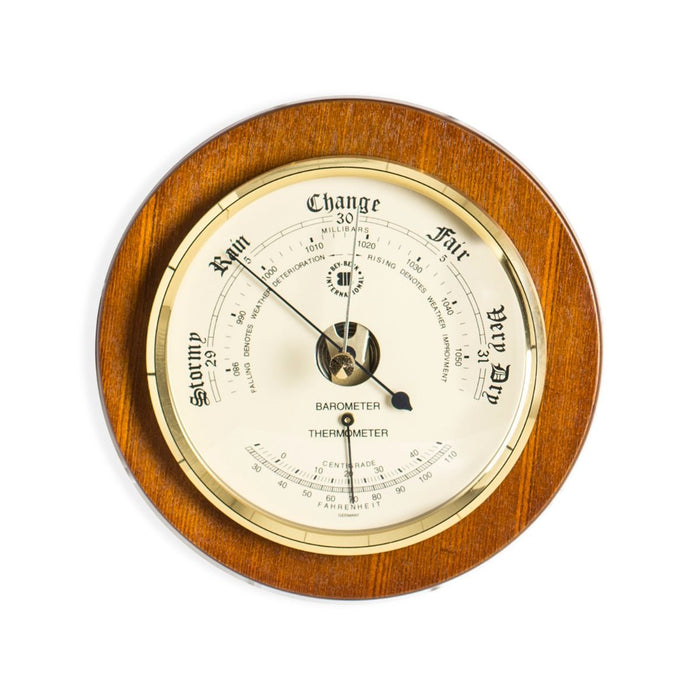 Weather Scientific Bey-Berk Barometer with Thermometer on 9" Cherry Wood with Brass Bezel WS075 Bey-Berk