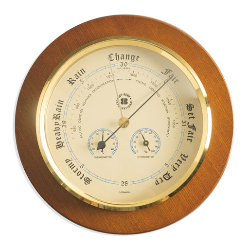 Weather Scientific Bey-Berk Barometer with Thermometer and Hygrometer on 9" Cherry Wood with Brass Bezel WS078 Bey-Berk