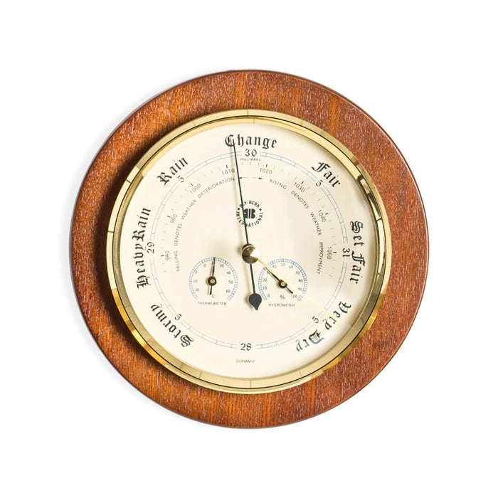 Weather Scientific Bey-Berk Barometer with Thermometer and Hygrometer on 9" Cherry Wood with Brass Bezel WS078 Bey-Berk