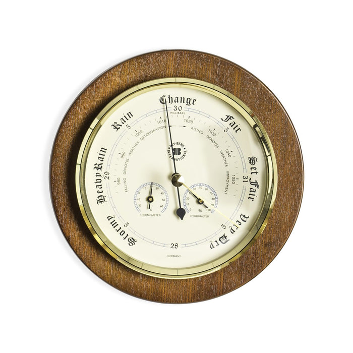 Weather Scientific Bey-Berk Barometer with Thermometer and Hygrometer on 9" Cherry Wood with Brass Bezel WS078 Bey-Berk