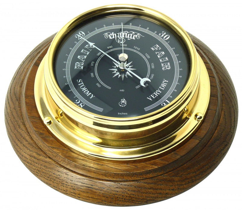 Weather Scientific Tabic Clocks Handmade Prestige Barometer With Jet Black Dial Mounted on an English Dark Oak Wall Mount Tabic Clocks