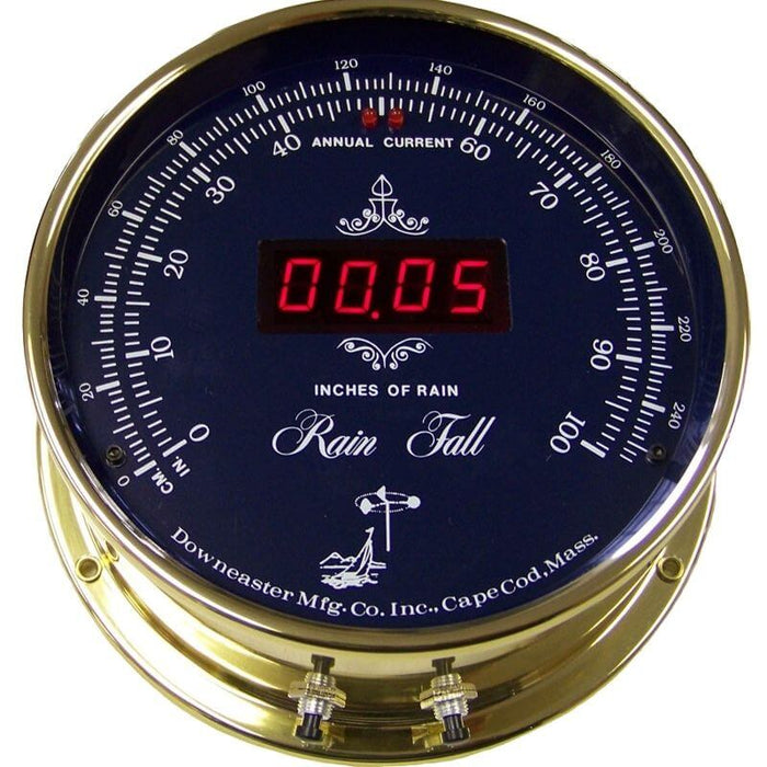 Weather Scientific The Downeaster Rainfall, Blue 3050B Rain Gauge Brass Case