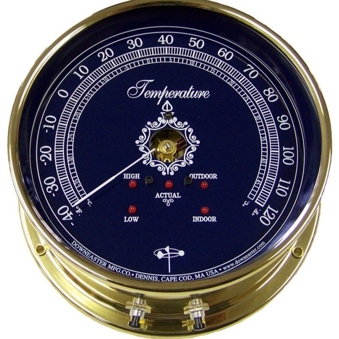 Weather Scientific Downeaster Temperature Instrument, Navy Blue-Indoor/Outdoor Min/Max, Brass Case, 3042B Downeaster