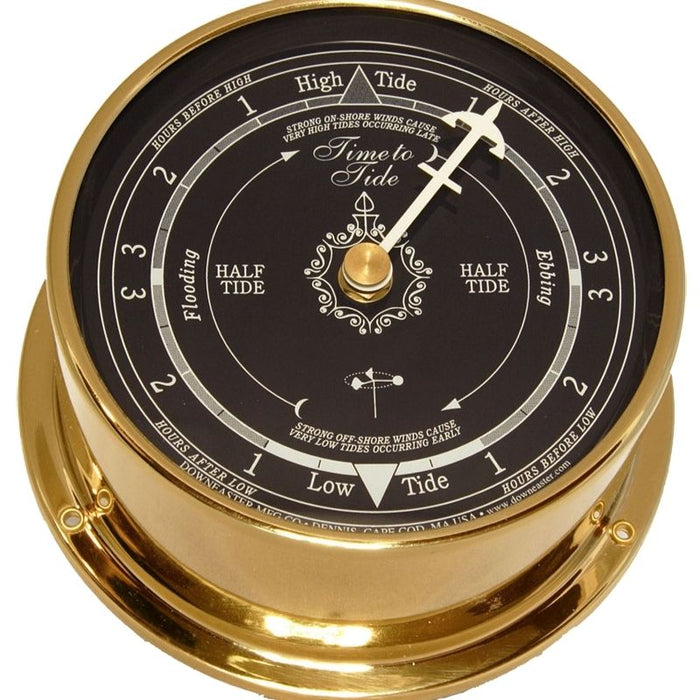 Weather Scientific The Downeaster Tide Clock 3080B, Navy Blue Face Brass case