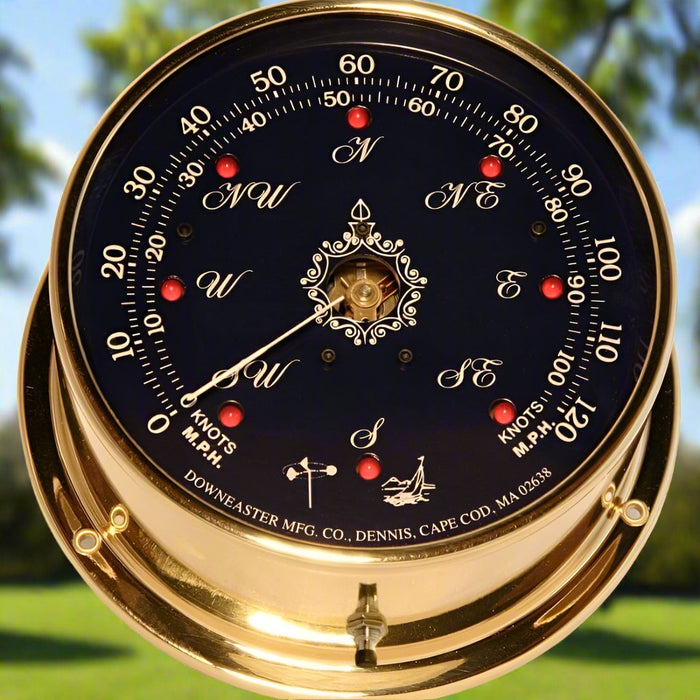 Weather Scientific Downeaster Wind Speed & Direction, Navy Blue with "Tru-Gust", 3035B Brass Case