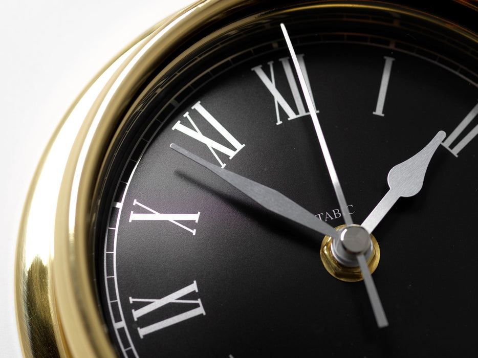 Weather Scientific Tabic Clocks Handmade Prestige Roman Numeral Clock in Solid Brass With a Jet Black Dial. Tabic Clocks