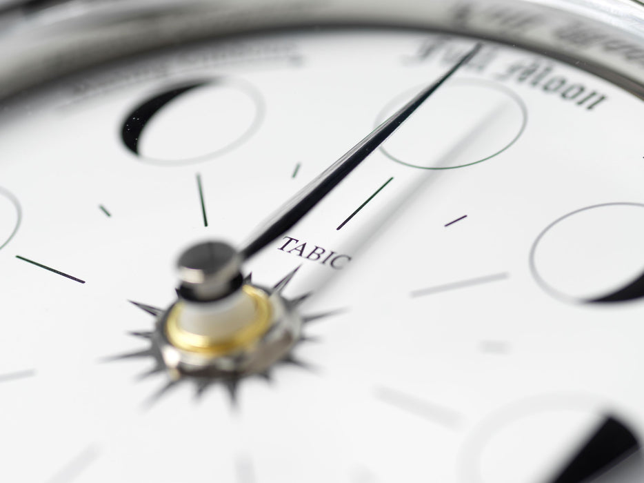 Weather Scientific Tabic Clocks Handmade Moon Phase Clock In Chrome With White Dial C-MN-WHT Tabic Clocks