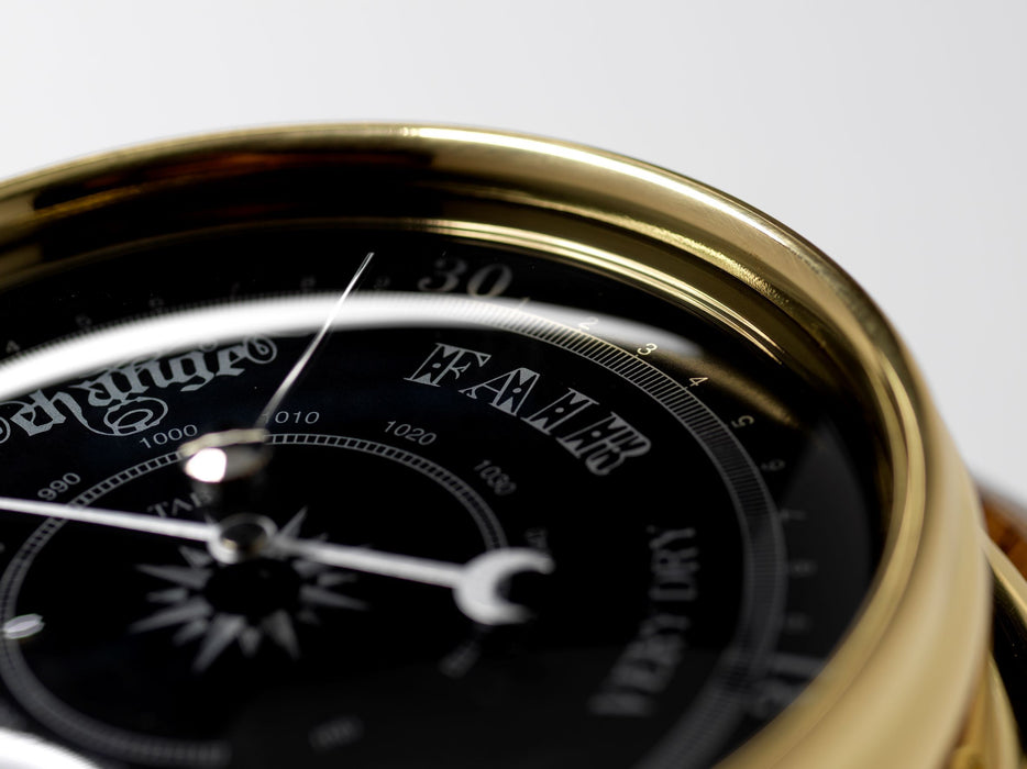 Weather Scientific Tabic Clocks Handmade Prestige Barometer With Jet Black Dial Mounted on an English Dark Oak Wall Mount Tabic Clocks