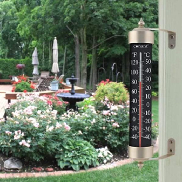 Weather Scientific Conant Collections Décor Grande View Satin Nickel 12" Thermometer T16 BLKSN Conant Collections