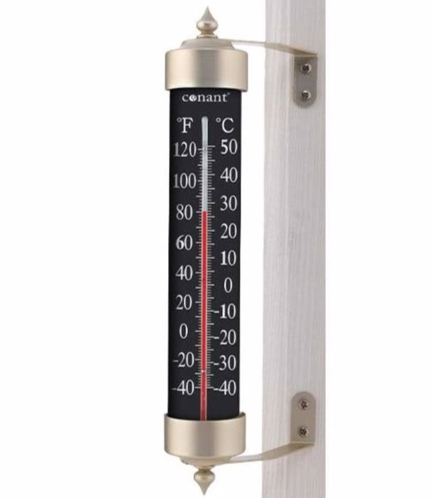 Weather Scientific Conant Collections Décor Grande View Satin Nickel 12" Thermometer T16 BLKSN Conant Collections