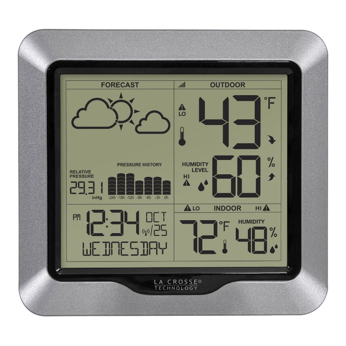 Weather Scientific LaCrosse Technology 308-1417V2 Weather Station with Forecast and Atomic Time front profile