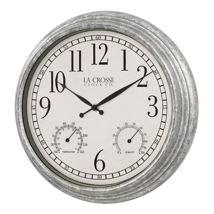 Weather Scientific LaCrosse Technology 433-3236 14 in Silas In/Outdoor Wall Clock w/ Temp and Humidity LaCrosse Technology