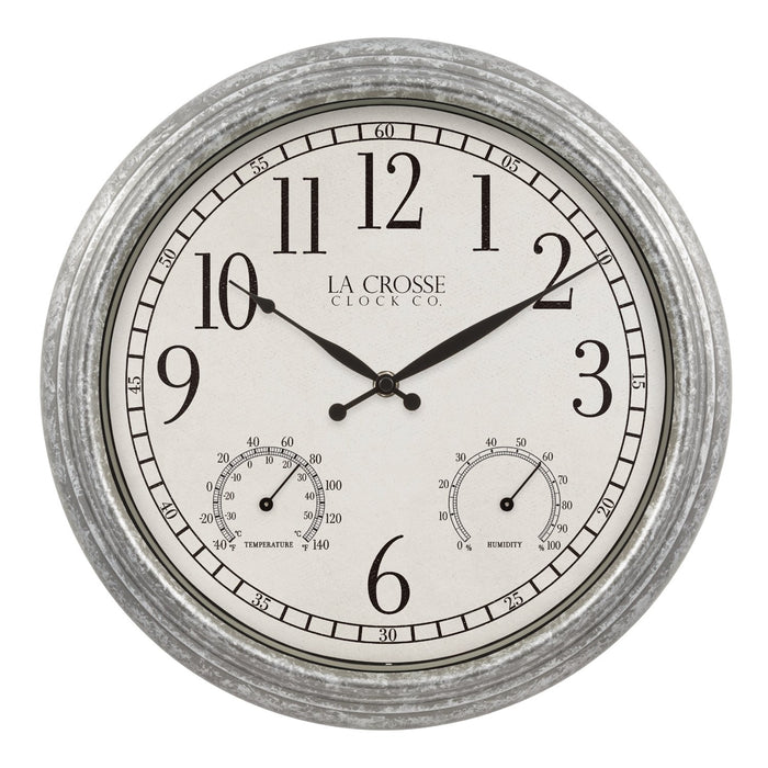 Weather Scientific LaCrosse Technology 433-3236 14 in Silas In/Outdoor Wall Clock w/ Temp and Humidity LaCrosse Technology
