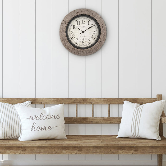 Weather Scientific LaCrosse Technology 433-3833 14 in Weaver In/Outdoor Wall Clock w/ Temperature LaCrosse Technology