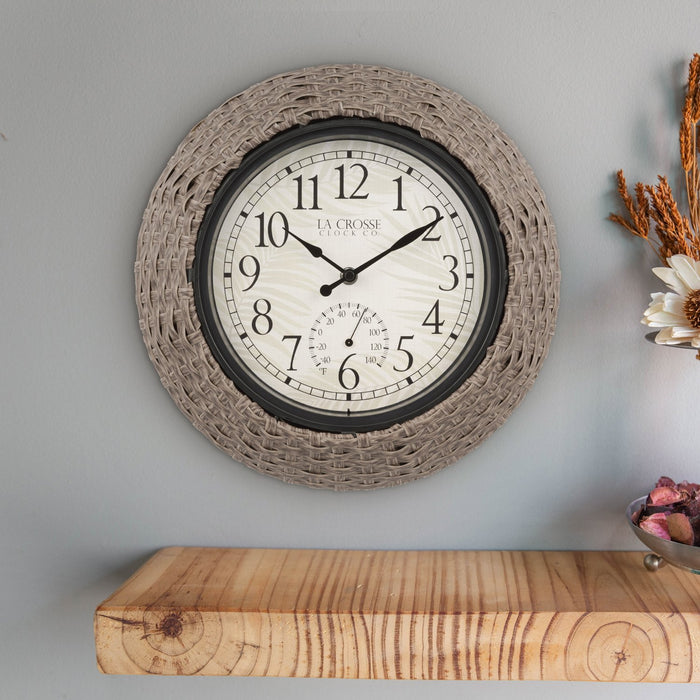 Weather Scientific LaCrosse Technology 433-3833 14 in Weaver In/Outdoor Wall Clock w/ Temperature LaCrosse Technology