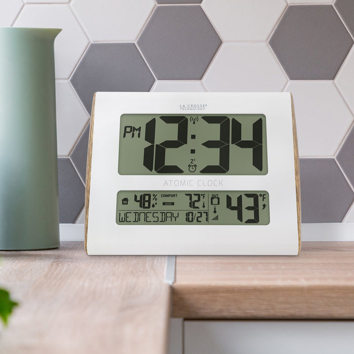 Weather Scientific LaCrosse Technology 513-1919 Atomic Digital Wall Clock with Indoor/Outdoor Temperature and Indoor Humidity LaCrosse Technology