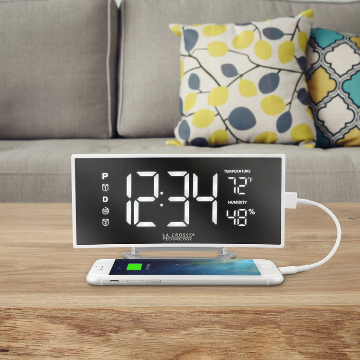 Weather Scientific LaCrosse Technology 602-249 White LED Mirror Alarm Clock LaCrosse Technology