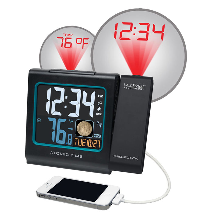 Weather Scientific LaCrosse Technology 616-146AV3 Atomic Projection Alarm Clock with Indoor Temp and Moon Phase LaCrosse Technology