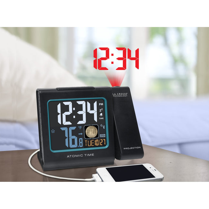 Weather Scientific LaCrosse Technology 616-146AV3 Atomic Projection Alarm Clock with Indoor Temp and Moon Phase LaCrosse Technology