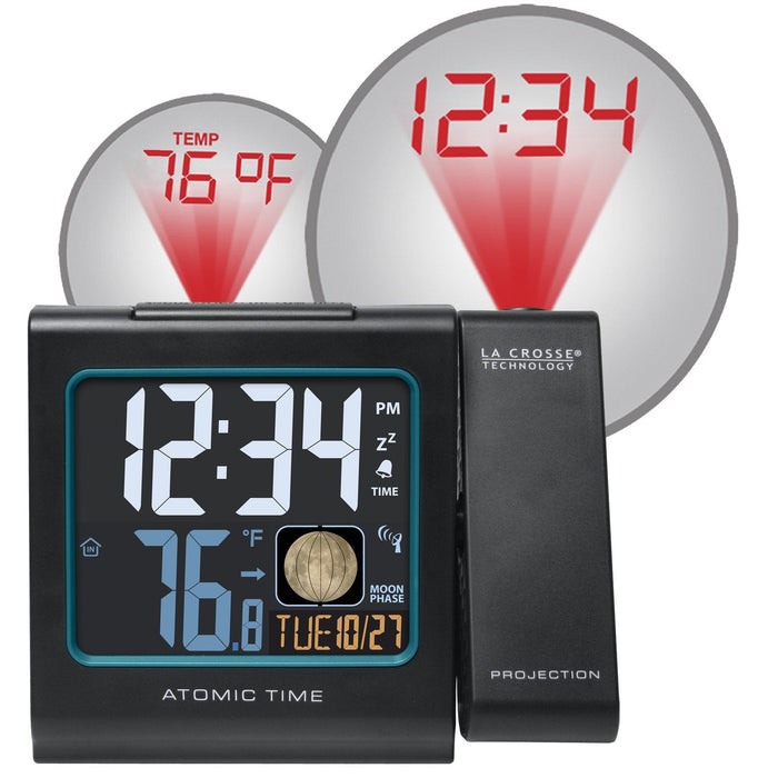 Weather Scientific LaCrosse Technology 616-146AV3 Atomic Projection Alarm Clock with Indoor Temp and Moon Phase LaCrosse Technology