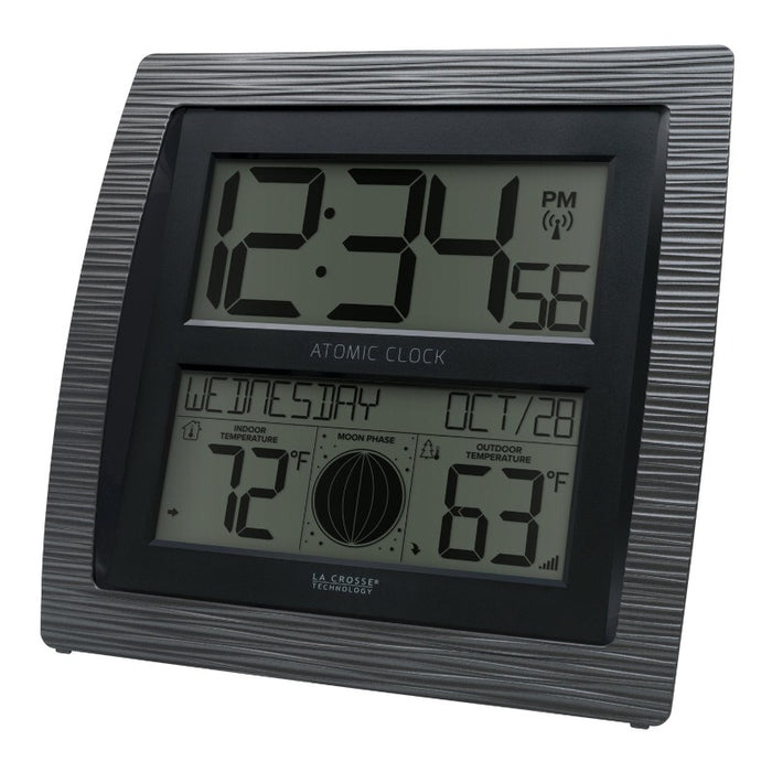 Weather Scientific La Crosse Technology BBB86118V3 Curved Atomic Wall Clock with Indoor/Outdoor Temperature and Moon Phase LaCrosse Technology