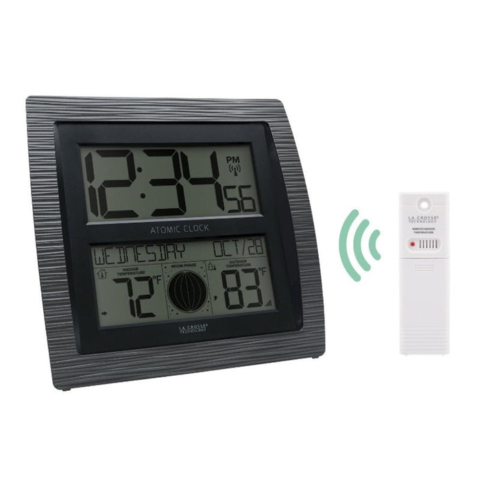 Weather Scientific La Crosse Technology BBB86118V3 Curved Atomic Wall Clock with Indoor/Outdoor Temperature and Moon Phase LaCrosse Technology