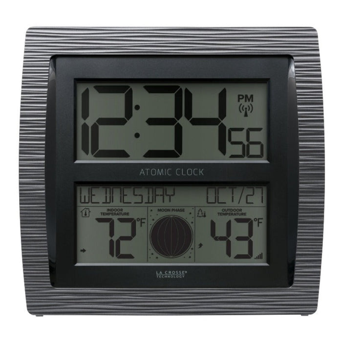 Weather Scientific La Crosse Technology BBB86118V3 Curved Atomic Wall Clock with Indoor/Outdoor Temperature and Moon Phase LaCrosse Technology
