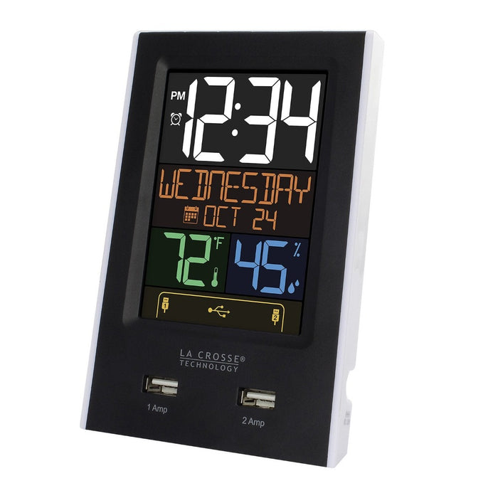 Weather Scientific La Crosse Technology C86224 Alarm Clock Charging Weather Station with Two USB Charging Ports LaCrosse Technology