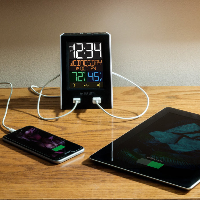 Weather Scientific La Crosse Technology C86224 Alarm Clock Charging Weather Station with Two USB Charging Ports LaCrosse Technology