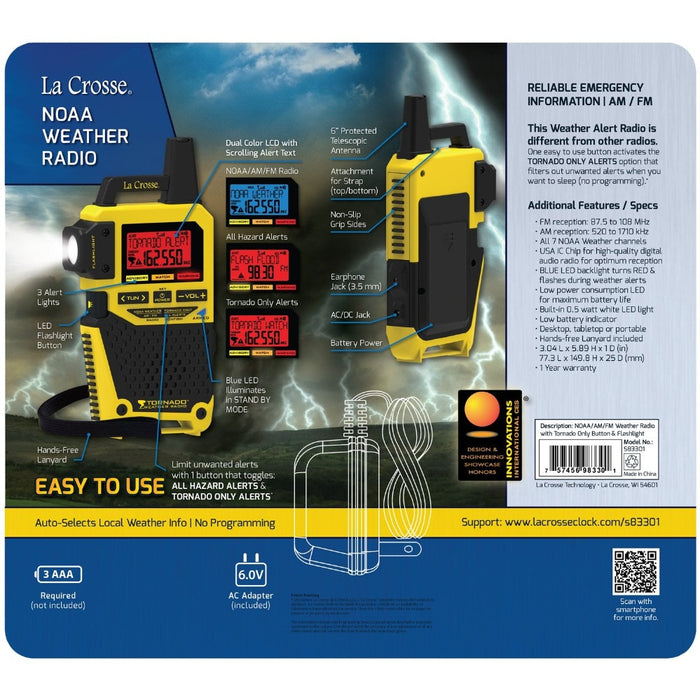 Weather Scientific La Crosse Technology S83301 NOAA Emergency Weather Radio LaCrosse Technology