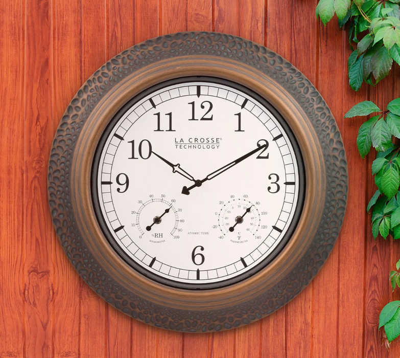 Weather Scientific La Crosse Technology 433-3256A-INT 21" Indoor/Outdoor Atomic Metal Wall Clock LaCrosse Technology