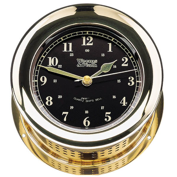 Weather Scientific Weems & Plath Atlantis Premiere Quartz Ship's Bell Clock, Black Dial Weems & Plath