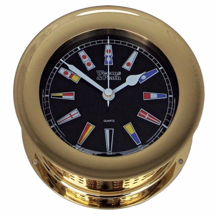 Weather Scientific Weems & Plath Atlantis Quartz Clock 200504, Black Dial w/ Color Flags Weems & Plath
