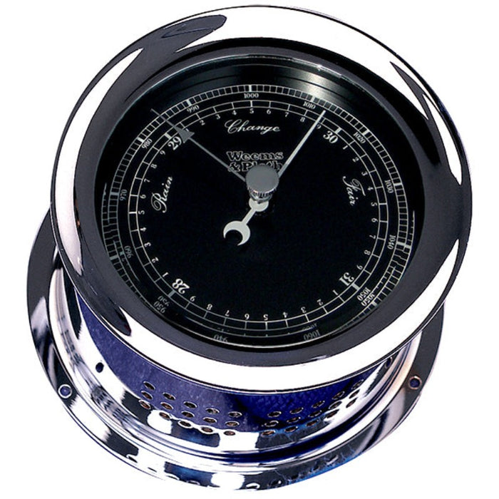 Weather Scientific Weems & Plath Chrome Plated Atlantis Premiere Barometer, Black Dial/ White Scale Weems & Plath