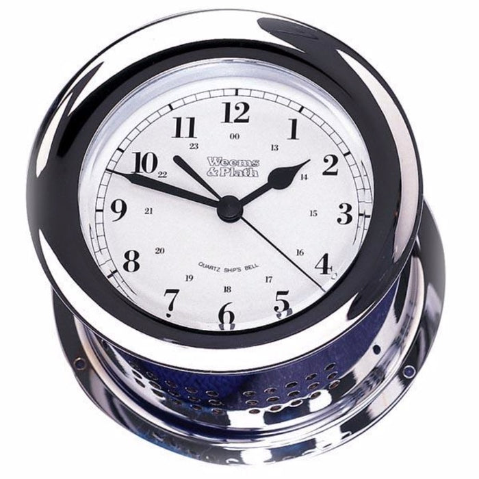 Weather Scientific Weems & Plath Chrome Plated Atlantis Quartz Ship's Bell Clock 220100 Weems & Plath