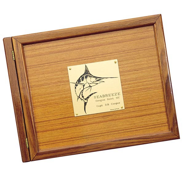 Weather Scientific Weems & Plath Teak Log Cover, Marlin Plate Weems & Plath