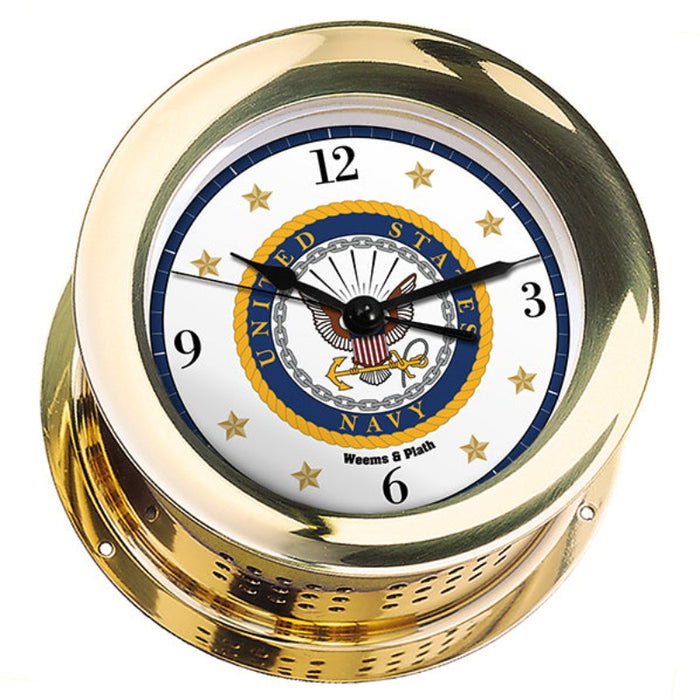 Weather Scientific Weems & Plath U.S. Navy Atlantis Quartz Ship's Bell Clock - #7 Emblem Weems & Plath