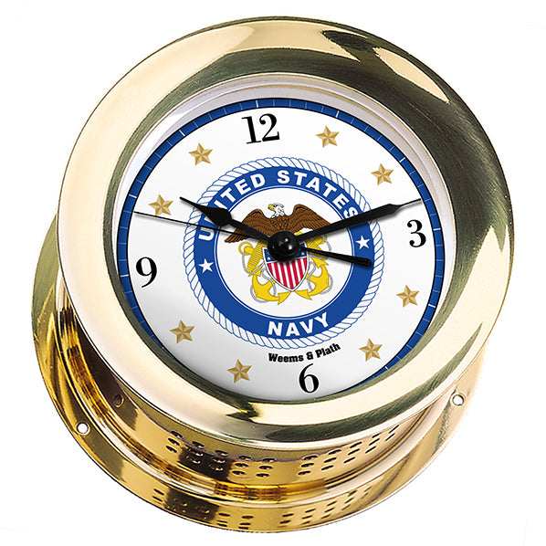 Weather Scientific Weems & Plath U.S. Navy Atlantis Quartz Ship's Bell Clock - #8 Emblem Weems & Plath